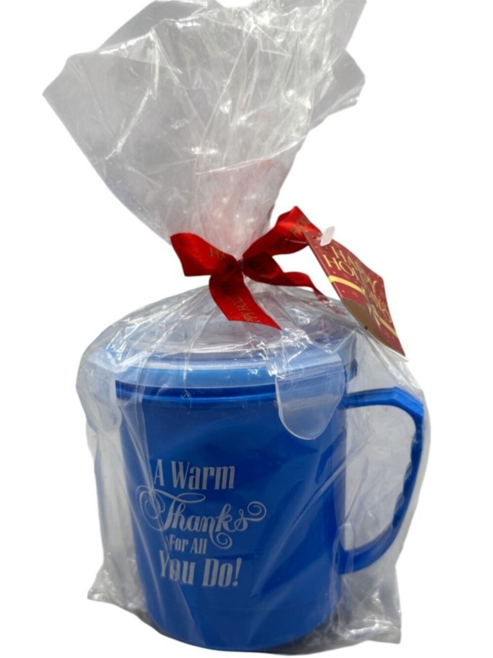 Happy Holiday Blue Mug With Lid & Text Blue READ